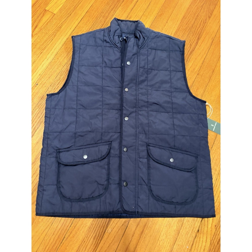 Mutual Weave Men's Quilted Insulated Snap-Front Vest Stand-Up Collar Blue XXL